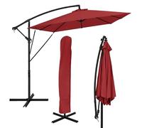ML-Design Parasol Déporté Ø 330 cm Rouge en Aluminium avec Manivelle, Protection UV50+ Tissu Imperméable, Modèle Inclinable et Pivotant 360°, Meuble pour Jardin Terrasse, Housse et Support inclus