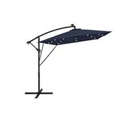 ML-Design Parasol Déporté avec LED Solaire Ø 330 cm Bleu Marine en Aluminium à Manivelle, Protection UV50+ Imperméable, Modèle Inclinable et Pivotant 360°, Meuble pour Jardin, Housse et Support inclus
