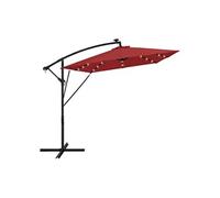 ML-Design Parasol Déporté avec LED Solaire Ø 330 cm Rouge en Aluminium à Manivelle, Protection UV50+ Imperméable, Modèle Inclinable et Pivotant 360°, Meuble pour Jardin, Housse et Support inclus