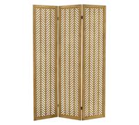 ML-Design Paravent Intérieur Décoratif 3 Panneaux, Séparateur de Pièce | Kobe, Cadre en Bois de Paulownia Marron, Pliable, Modulable et Léger, Cloison Ajourée Pré-assemblé, Brise-Vue, 170 x 121 cm