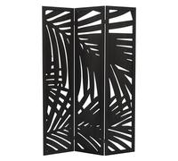 ML-Design Paravent Intérieur Sapporo, Noir, 170x121 cm, en Bois, à 3 Panneaux Pliables, Cloison de Séparation Décorative Séparateur de Pièce Diviseur Écran d'Intimité Vestiare Protection Visuelle