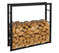 ML-Design Porte Bûches de Cheminée, 100x25x100cm, Noir, Métallique, en Acier Revêtue par Poudre, Intérieur/Extérieur, Support pour Bois de Chauffage, Étagère Rangement Aide à l'Empilage Bois de Poêle