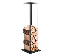 ML-Design Porte Bûches de Cheminée, 33x33x115 cm, Noir, Métallique, en Acier Revêtue par Poudre, Intérieur/Extérieur, Support pour Bois de Chauffage, Étagère Rangement Aide à l'Empilage Bois de Poêle