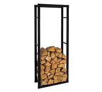 ML-Design Porte Bûches de Cheminée, 60x25x150 cm, Noir, Métallique, en Acier Revêtue par Poudre, Intérieur/Extérieur, Support pour Bois de Chauffage, Étagère Rangement Aide à l'Empilage Bois de Poêle