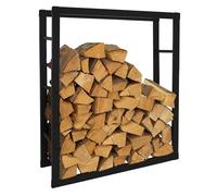 ML-Design Porte Bûches de Cheminée, 80x25x100 cm, Noir, Métallique, en Acier Revêtue par Poudre, Intérieur/Extérieur, Support pour Bois de Chauffage, Étagère Rangement Aide à l'Empilag Bois de Poêle