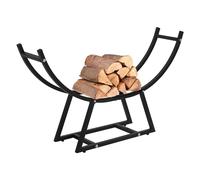 ML-Design Porte Bûches de Cheminée, 94x21x55 cm, Noir, Demi-Lune, Métallique, en Acier Revêtue par Poudre, Intérieur/Extérieur, Support pour Bois de Chauffage, Étagère Rangement Aide à l'Empilage