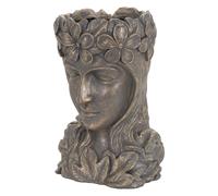 ML-Design Pot de Plantes/Fleurs Tête de Déesse, 21x16x32 cm, Bronze, Résine, Intérieur/Extérieur, Statue Massif, Femme Sculpture, Dame Visage, Vase Cache-Pot, Planteur Décoration, Urne pour Jardin