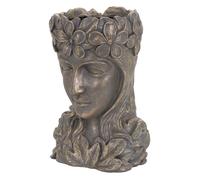 ML-Design Pot de Plantes/Fleurs Tête de Déesse, 21x16x32 cm, Bronze, Résine, Intérieur/Extérieur, Statue Massif, Femme Sculpture,