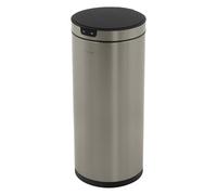 ML-Design Poubelle Automatique avec Capteur 40L Argenté en Acier Inoxydable, Ronde, Ouverture/Fermeture sans Contact, Anneau de Maintien pour Sac à Déchets, Boîte Mains Libres de Cuisine et Bureau