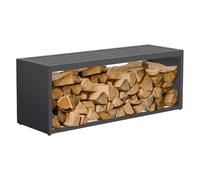 ML-Design Range-bûches pour Intérieur/Extérieur avec Banc, Acier Galvanisé | Conception 2-en-1, Rangement Bois de Chauffage, Motif Sobre, Support d'Empilage, Résistant aux Intempéries, 120 x 38 x 43 cm