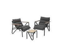 ML-Design Salon de Jardin Extérieur, 3 Pièces, Anthracite-Gris, en Acier/Effet Bois, 2