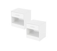 ML-Design Set 2x Table de Chevet avec 1x Tiroir, 1x Compartiment Ouvert, Blanc, 36,5 x Weiß G