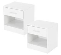 ML-Design Set 2x Table de Chevet avec 1x Tiroir, 1x Compartiment Ouvert, Blanc, 36,5 x Weiß G