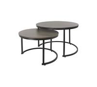 ML-Design Set 2x Tables dAppoint, Rond, Ø59x40 cm/Ø74x48 cm, en MDF Chêne Foncé/Structure