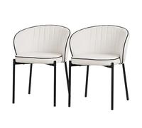 ML-Design Set de 2 Chaises de Salle à Manger, Beige, Revêtement en Tissu, Pieds en Métal Robustes, Fauteuils Rembourrés avec Dossier Ergonomique pour Cuisine ou Salon, Design Moderne et Confortable