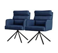 ML-Design Set de 2 Chaises de Salle à Manger Bleu Foncé, Pivotantes Position Voiture, Chaises Rembourrées avec Revêtement en Polyester et Coussins de Dossier, Pieds Métalliques, Fauteuil de Cuisine