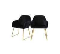 ML-Design Set de 2 Chaises de Salle à Manger, Noir, Assise Rembourrée en Velours, Pieds