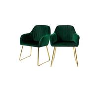 ML-Design Set de 2 Chaises de Salle à Manger, Vert, Assise Rembourrée en Velours, Pieds