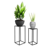 ML-Design Set de 2 Supports de Fleurs, Noir, 20x60x20/30x70x30 cm, en Métal Robuste, Revêtement en Poudre, Porte-Plantes Moderne, Tabouret de Fleurs, Intérieur et Extérieur, Résistant aux Intempéries
