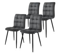 ML-Design Set de 4 Chaise de Salle à Manger, Anthracite, Revêtement en Velours, Pieds en Métal Noir, avec Dossier Ergonomique, Design Moderne, pour Le Salon Bureau Chambre Cuisine Table à Manger