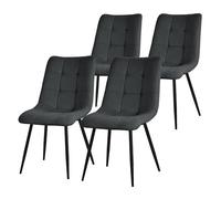 ML-Design Set de 4 Chaises de Salle à Manger Anthracite, Revêtement en Tissu Polyester et Pieds Métalliques Noirs, Chaises de Cuisine avec Dossier, Chaises Rembourrées de Salon Bureau, Kit de Montage
