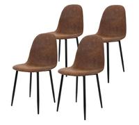 ML-Design Lot de 4 Chaises de Salle à Manger avec Dossier, Marron, Pieds en Métal, Assise en Simili PU, Chaise Rembourrée Vintage Scandinave, Chaise de Cuisine Salon Ergonomique pour Table à Manger