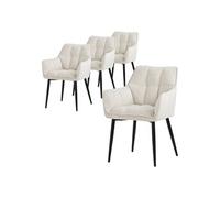 ML-Design Set de 4 Chaises de Salle à Manger en Tissu Eponge, Crème, Chaise de Cuisine