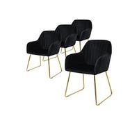 ML-Design Set de 4 Chaises de Salle à Manger, Noir, Assise Rembourrée en Velours, Pieds