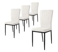ML-Design Set de 4 Chaises Rembourrées - Blanc Velours