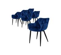 ML-Design Lot de 6 Chaises Salle à Manger - Velours Bleu Foncé