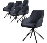 ML-Design Chaise pivotante 360° rembourrée en textile tissé avec accoudoirs Noir
