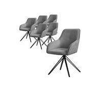 ML-Design Set de 6x Chaise de Salle à Manger, Gris, en Textile Tissé, Chaise Rembourrée