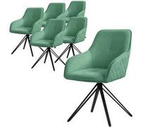 ML-Design Set de 6x Chaise de Salle à Manger, Vert, en Textile Tissé, Chaise Rembourrée avec Accoudoirs/Dossier, Pivotante à 360°, Pieds en Métal, Fauteuil Ergonomique, Chaise Élégant de Salon Cuisine