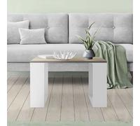 Ml-design Table basse carrée - Chêne et blanc