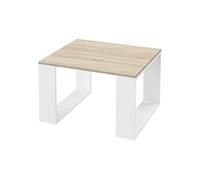 ML-Design Table Basse Carrée de Salon 65x65x40 cm, Aspect Chêne Blanc, Pieds Traîneau, d'Appoint pour Bureau Salle de Séjour, Robuste, Style Élégant et Moderne, Support Pratique Thé/Café