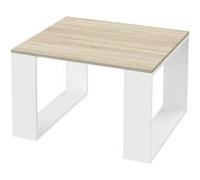 ML-Design Table Basse Carrée de Salon 65x65x40 cm, Aspect Chêne Blanc, Pieds Traîneau, d'Appoint pour Bureau Salle de Séjour, Robuste, Style Élégant et Moderne, Support Pratique Thé/Café