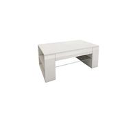 ML-Design Table Basse de Salon, 100x42x60 cm, en Blanc Mat/Brillant, avec Étagère en Verre et 4 Compartiments sur les Côtés