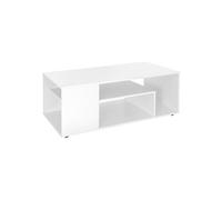 ML-Design Table Basse de Salon Blanc 110x50x41 cm, MDF, Table Spacieuse avec 4 Etagères