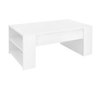 ML-Design Table Basse de Salon Blanc 110x60x42 cm, MDF, Table Spacieuse, 2 Compartiments sur les Côtés, Moderne
