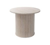 ML-Design Table basse ronde Ø60×50 cm plateau dépassant aspect pierre beige pour café/thé