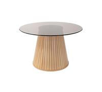 ML-Design - Table basse ronde 80 x 80 x 50 cm - Aspect bois marron - Plateau en verre