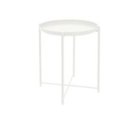 ML-Design Table d'Appoint Ronde Ø 45 x H 52 cm, en Métal, Blanc, avec Plateau Amovible,