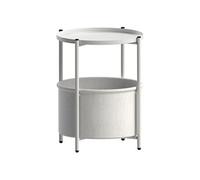 ML-Design Table d'Appoint Ronde Ø45,5 x H 52,5 cm, Blanc, en Métal, Table Basse avec Weiß G