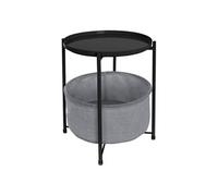 ML-Design Table d'Appoint Ronde Ø45,5 x H 52,5 cm, Noir, en Métal, Table Basse avec Panier