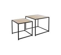 ML-Design Table d'Appoint, Set 2x Tables 40x40x40/50x50x45 cm, Carré, Noir/Imitation Schwarz G