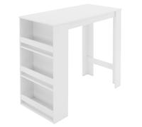 ML-Design Table de Bar avec Étagère à 3 Niveaux, Blanc, 117x106x57 cm, Beaucoup d'Espace de Rangement, Table Haute Moderne