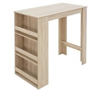 ML-Design Table de Bar avec Étagère à 3 Niveaux, Chêne Sonoma, 117x106x57 cm, Beaucoup d'Espace de Rangement, Table Haute Moderne, Comptoir de Bar, Table de Bistrot, Pub, Table de Petit Déjeuner