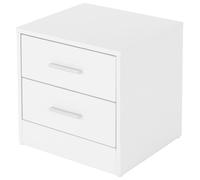 ML-Design Table de Chevet avec 2 Tiroirs, Blanc, 38 x 37 x 34 cm, en Bois, Table de Nuit d'Appoint, Commode Console