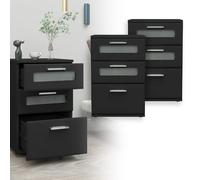 Ml-design table de nuit 3 tiroirs - Noir