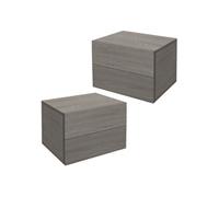 ML-Design Table de Nuit Suspendue 42x29x30cm, Frêne Grisé, Armoire Murale MDF, 2 Tiroirs,
